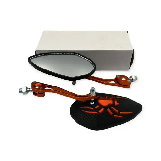 [ES-MU75O] Espejo universal para moto con diseño de araña naranja