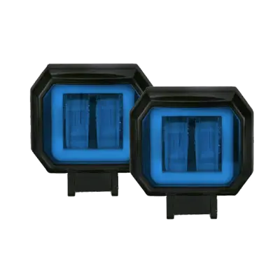 [FAL08B-SAI] Faro LED azul cuadrado con lupa y arillo 