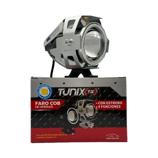 [FA-MLH516CSB] Faro LED azul para moto U7 con carcaza plata y arillo COB