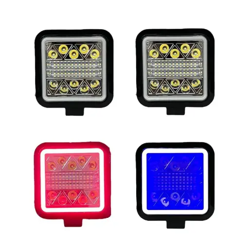 [FAL129RBL-SAI] Faro cuadrado código patrulla con LED  34 con arillo de color y con función 