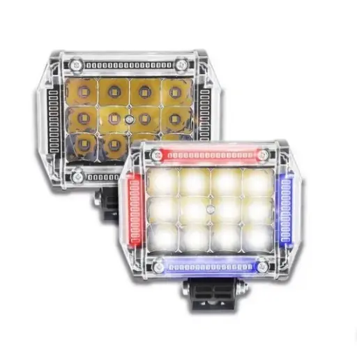 [FA-LH123CRB] Faro de 12 LED código patrulla con luz blanca  y arillo de color