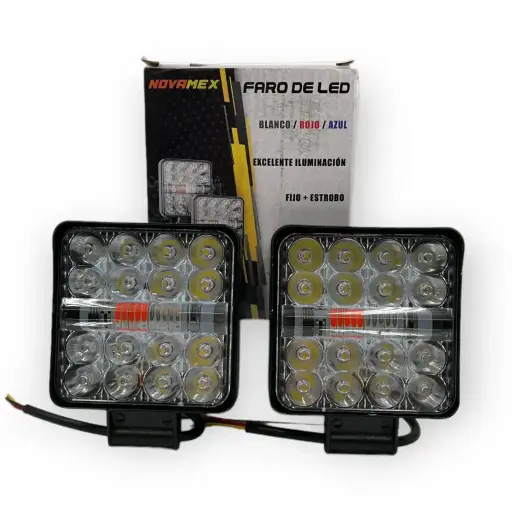 [FAL123RBL-SAIN] Faro de 24 LED código patrulla cuadrado luz blanca y funciones 