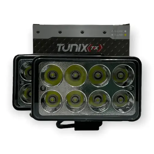 [FA-LH8C] Faro de 8 LED blanco rectangular sin lupa (par)