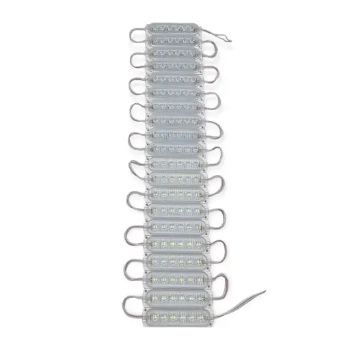 [FML38W] Modulo blanco de 6 LED con cristal y lupas en varios colores tira de 20 piezas