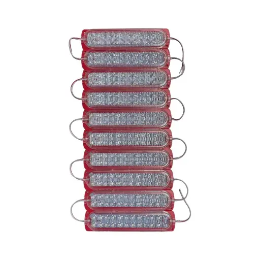 [FML47R]  Módulo rojo de cristal y lupa ultra potente de 24 LED (Tira de 10 piezas) 