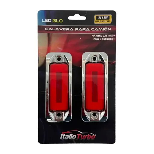 [PLA311R] Par de plafón rojo para camión GLO con base cromada