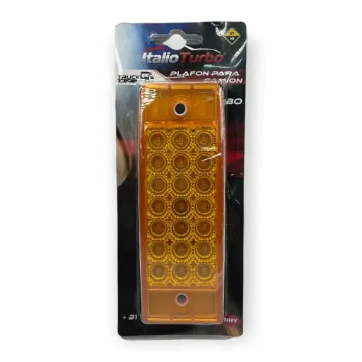 [PLA65091/AM] Plafón ámbar rectangular multivoltaje función estrobo y fijo