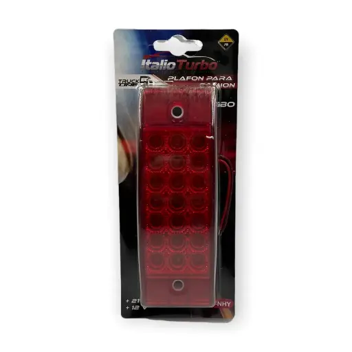 [PLA65091/RD] Plafón rojo rectangular multivoltaje función estrobo y fijo