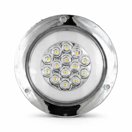 [PLA6605GC/W-RJE/E8028NC] Plafón multivoltaje blanco redondo con 14 LED y GLO