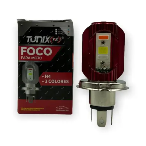 [FO-MELH4R] Foco H4 tricolor con carcasa de color rojo