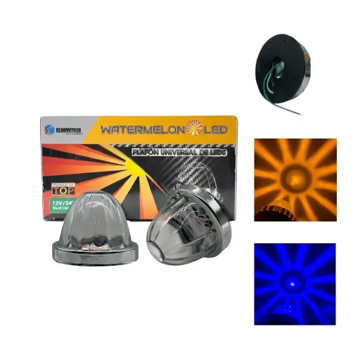[MULT/GLASS6218/AMBU] Plafón LED de vidrio watermelon bicolor ámbar/azul