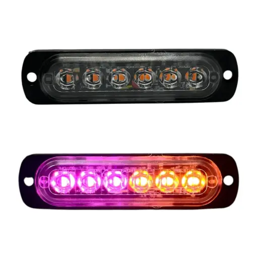 [STR20YPSET-SAI] Estrobo de 6 LED ambar/purpura (Por par)