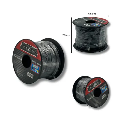 [18GA BLACK 30M/ROLL] Cable para instalación negro calibre 18 / 30M