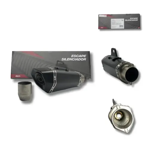 [RS-ESC-9002] Escape deportivo rectangular doble salida con pintura tipo fibra de carbón