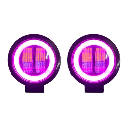 [FL-127/STR/PINK] Faro LED redondo blanco de 20W con arillo rosa