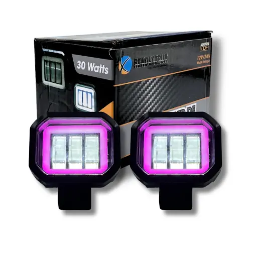 [FL360/STR/PINK] Faro LED redondo de 30W con arillo rosa