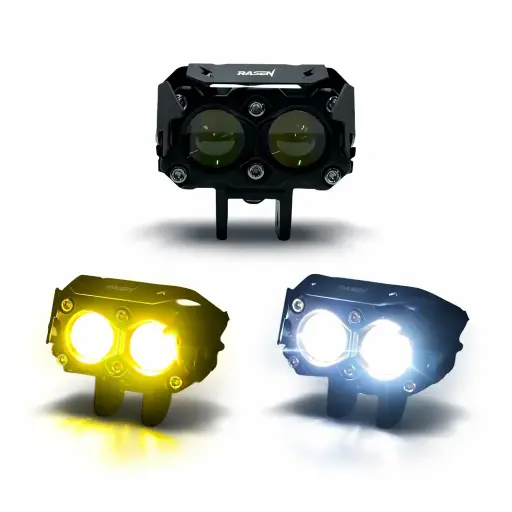 [RS-LED-13140Y-W-R] Faro LED rectangular doble con lupa bicolor y rojo