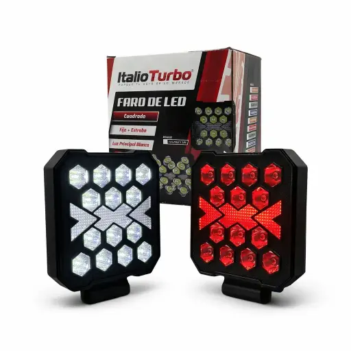 [FAL206CR-SAI] Faro LED cuadrado de Intensidad blanco con DRL rojo