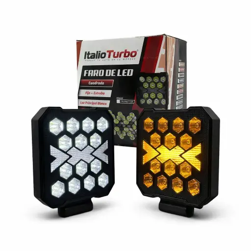 [FAL206CY-SAI] Faro LED cuadrado de Intensidad blanco con DRL ambar