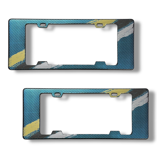 [MARCO-FBAB] Portaplaca legal tipo fibra con rayas amarillas y blanco 