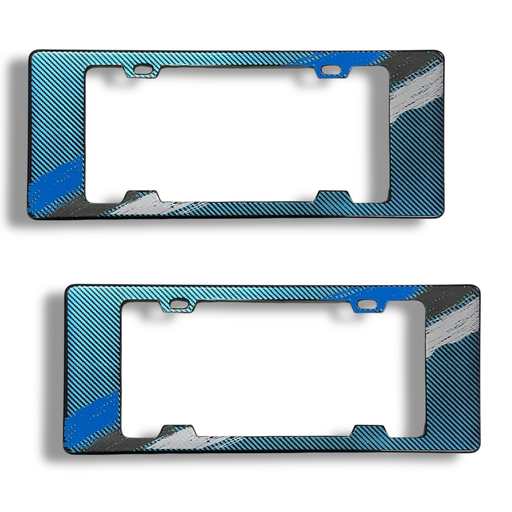 [MARCO-FBANB] Portaplaca legal tipo fibra con rayas azul, negras y blanco 