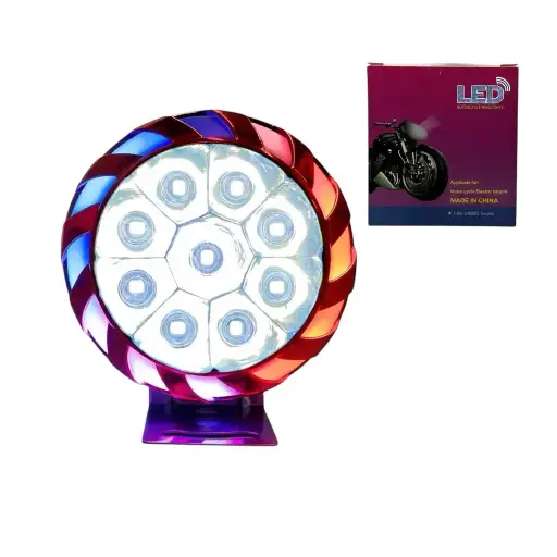 [FA-MLHR9RGBR] Faro LED rgb para moto con 9 LED y carcasa roja