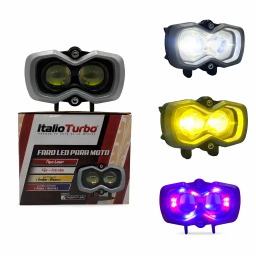 [FALM117-SAI] Faro LED bicolor turbo y con ojos de diablo azul/rojo