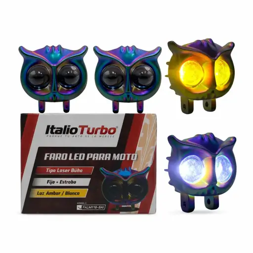 [FALM118-SAI] Faro LED tipo búho bicolor y carcasa tornasol