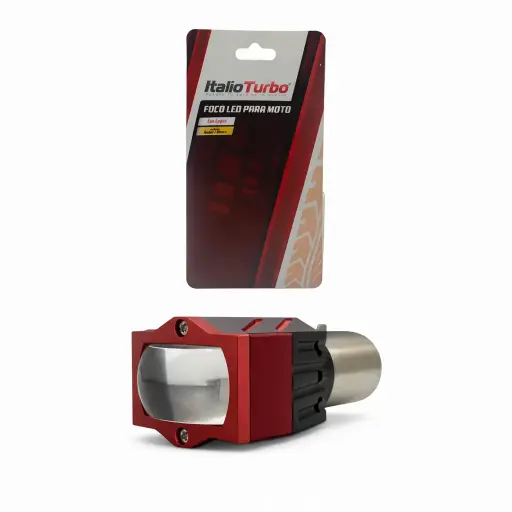 [FOLBA201-SAI]  Foco para moto bicolor de media vuelta con lupa y carcasa de alumino 