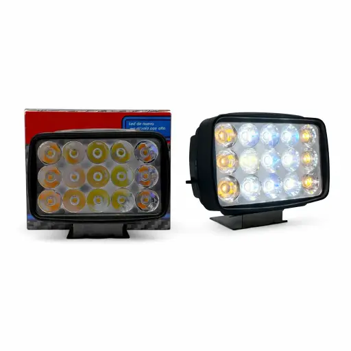 [KD-55/AM/AM] Faro de 15 LED blanco con laterales ámbar 