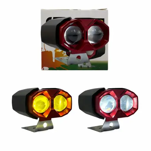[LG-Y2 RED] Faro LED doble lupa blanco/ámbar con carcaza roja