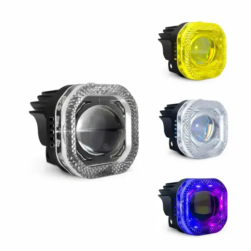 [JR-MT136-30W] Faro LED cuadrado tipo proyector bicolor con aro de ángel RGB