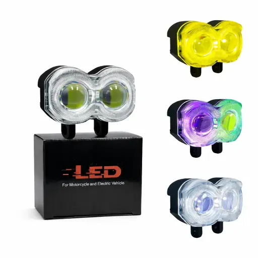 [JR-MT137-20W] Faro LED auxiliar de doble lupa blanco/ámbar y aro de ángel RGB