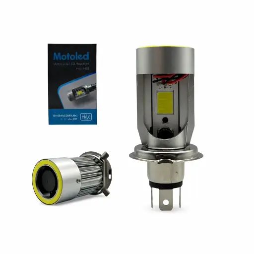 [JR-MT-COB-YWH R H4] Foco LED H4 con arillo y ventilador 