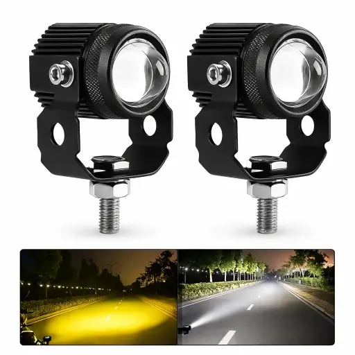 [F6063ECODUAL] Faro LED de niebla 20W con lupa bicolor blanco/ambar 2 cables sin balastra