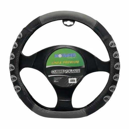 [PP003BK/GY] Funda cubrevolante con diseño de pandas gris con negro 