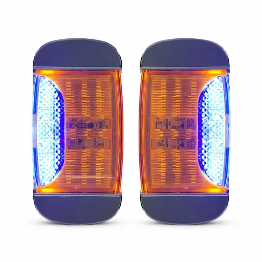 [PLA6741CYBL-SAI] Plafón ámbar con borde cromado y luz direccional de color azul