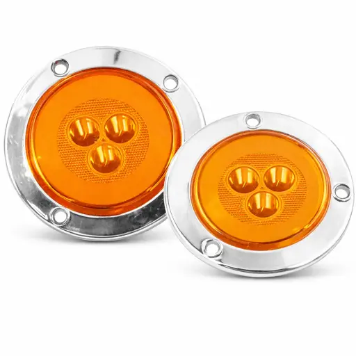 [TR-110 AMARILLO] Plafón LED redondo 3 LED ambar con arillo de gel cromado