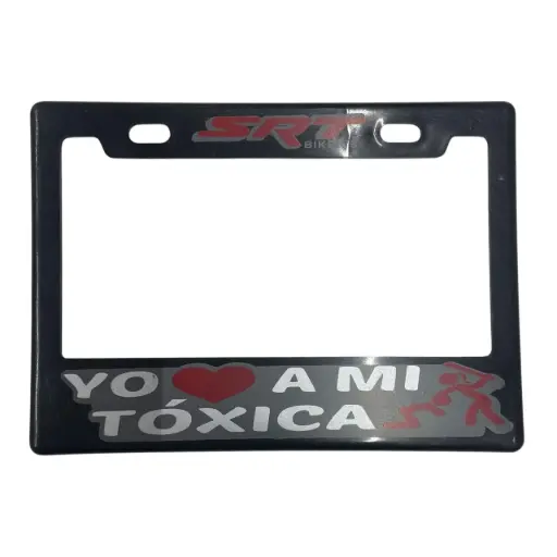 [PPM-SRTMITOXICA] Portaplaca flexible para moto "Yo amo a mi toxica negro"
