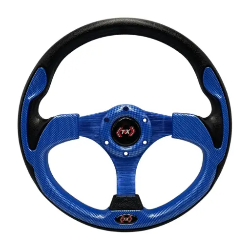 [VOL-804B] Volante deportivo tipo fibra color azul