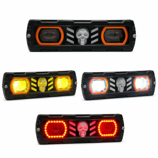 [HY-25015] Barra LED calavera infernal bicolor con arillo