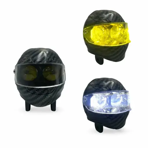 [HY-5017A] Faro LED de casco tipo fibra con dos lupas bicolor 